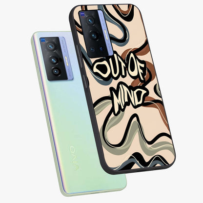 Out Of Mind Glass Case displayed in angled mockup highlighting bold statement design with modern artistic aesthetic.