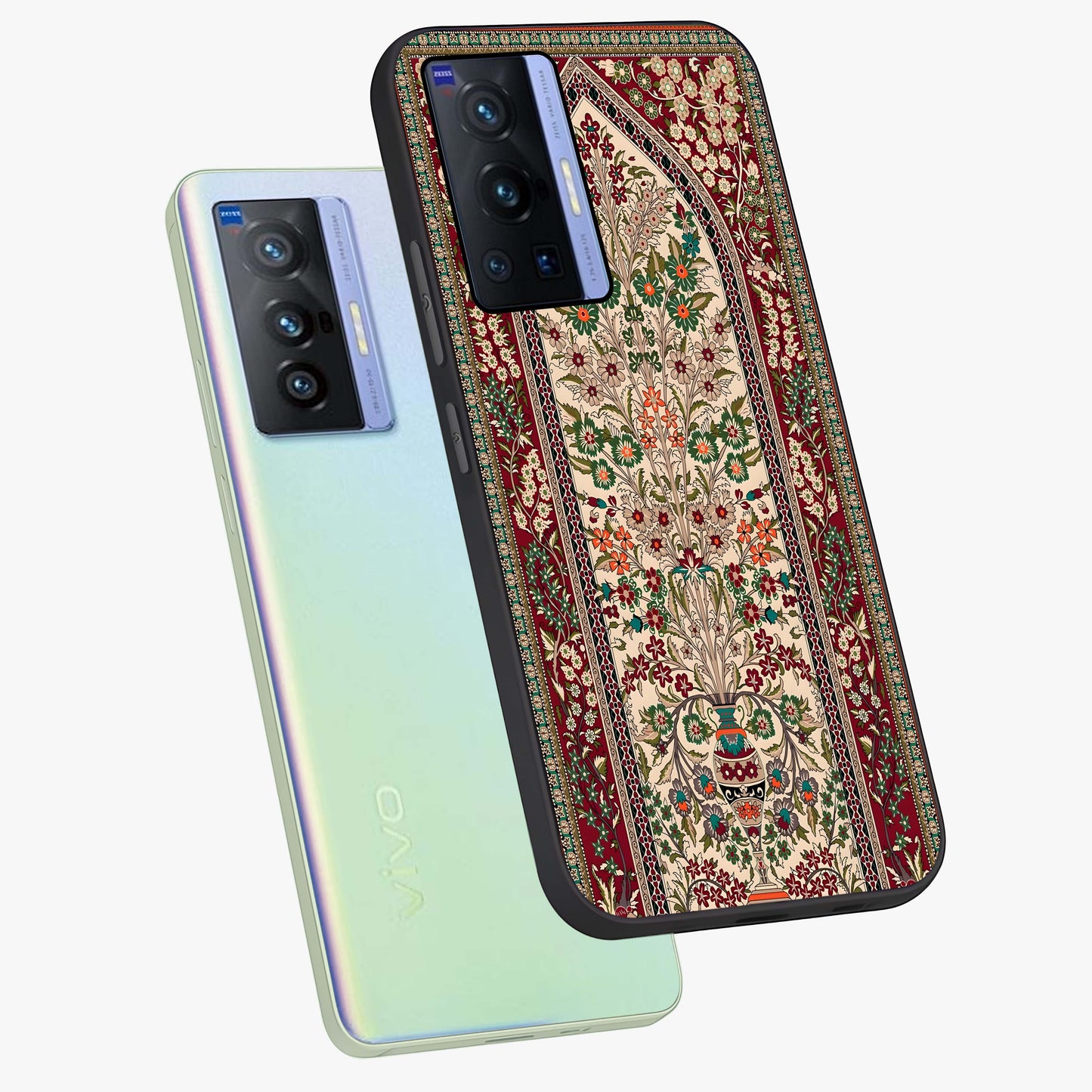 Persian Inspired Glass Case displayed in angled mockup highlighting intricate traditional design with elegant cultural aesthetic.
