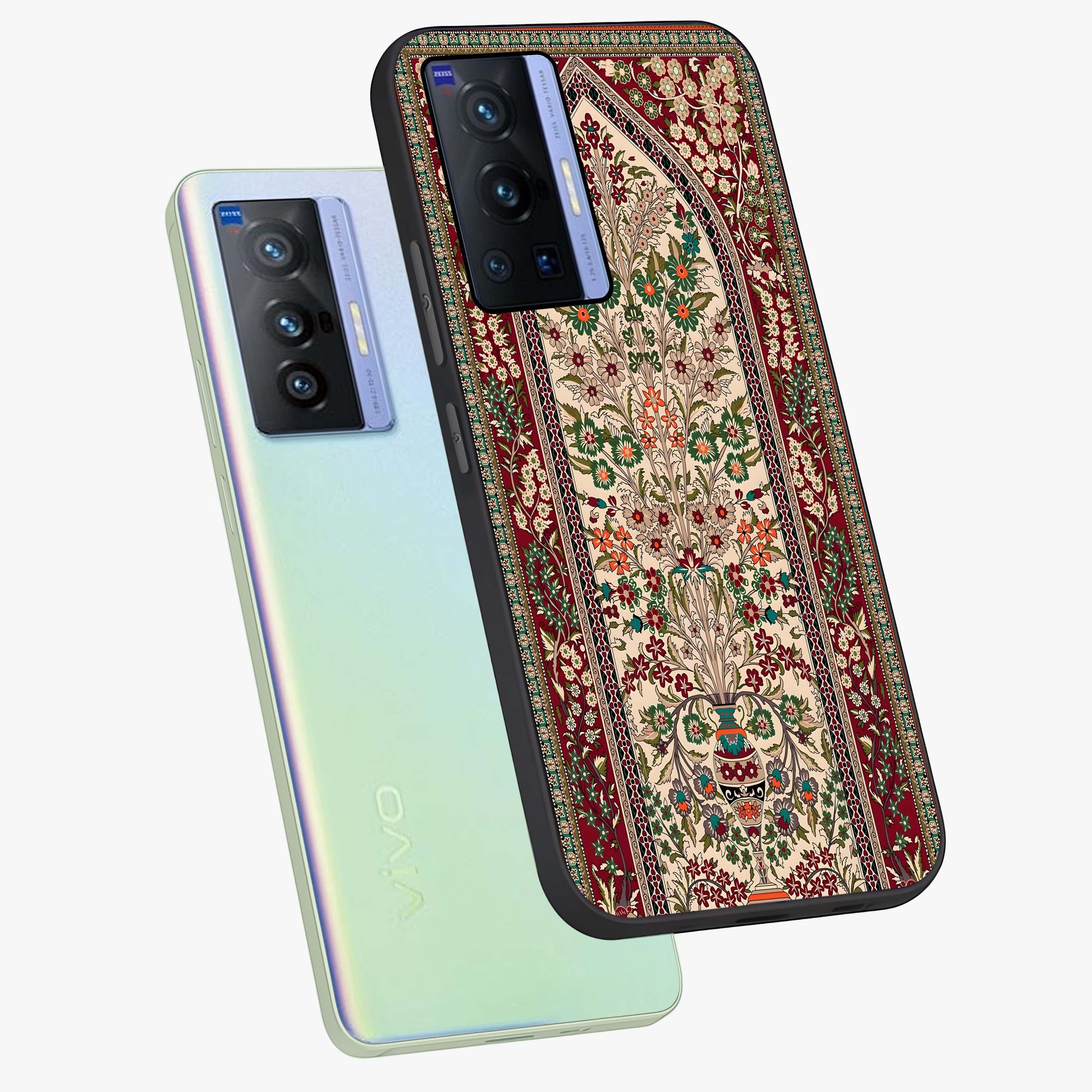 Persian Inspired Glass Case displayed in angled mockup highlighting intricate traditional design with elegant cultural aesthetic.