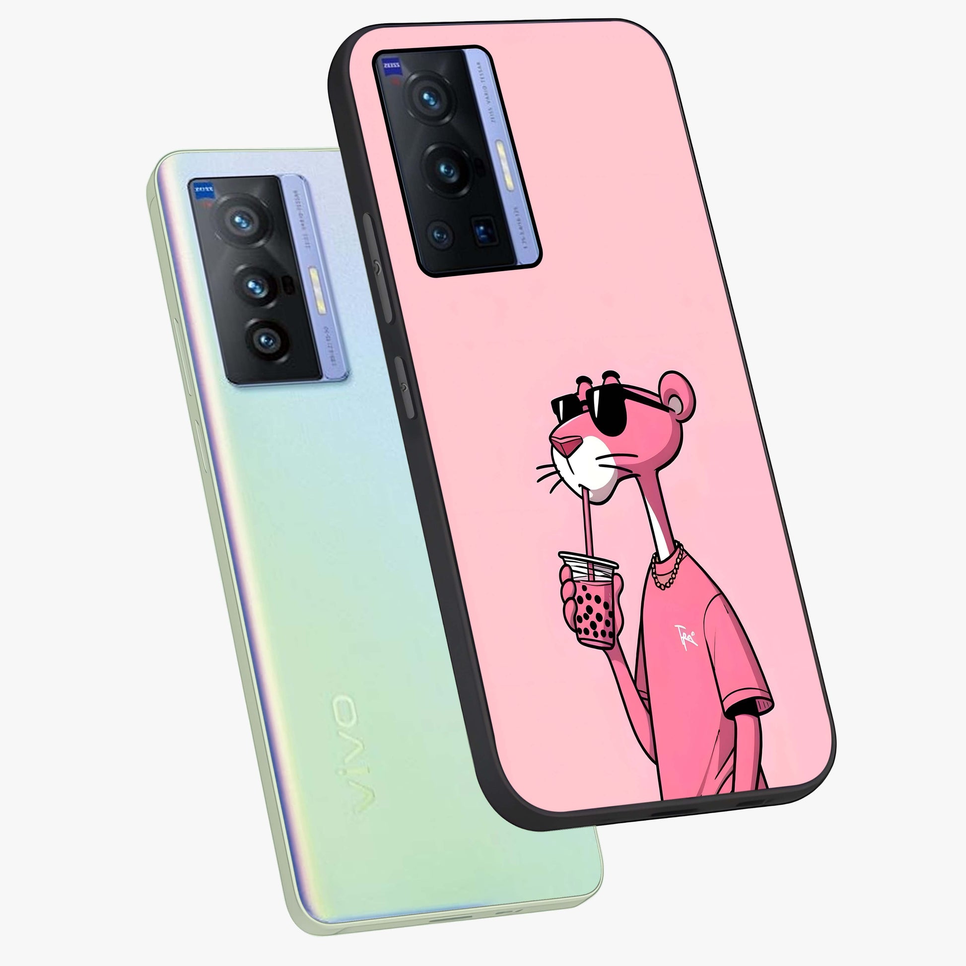 Pink Panther Glass Case displayed in angled mockup highlighting playful cartoon character design with vibrant pink aesthetic.