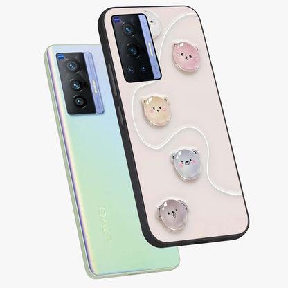 Puffy Face Parade Glass Case displayed in angled mockup highlighting playful cartoon face design with fun aesthetic.