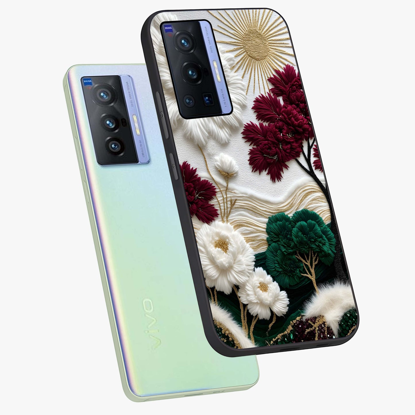 Radiant Bloom Elegance Glass Case displayed in angled mockup highlighting graceful floral design with radiant aesthetic style.