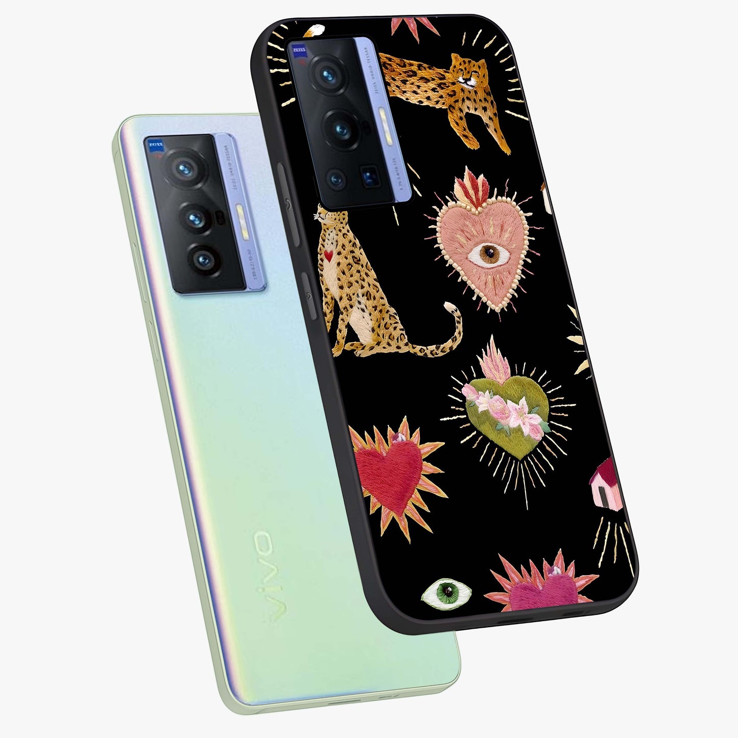 Sacred Jungle Heart Glass Case displayed in angled mockup highlighting lush tropical design with natural aesthetic style.