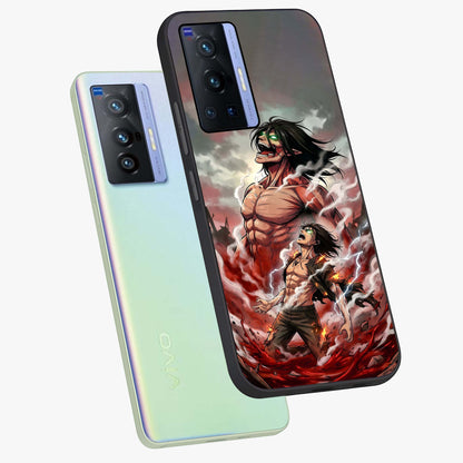 Titan Awakening Fury Glass Case displayed in angled mockup highlighting dramatic giant warrior design with bold anime aesthetic.