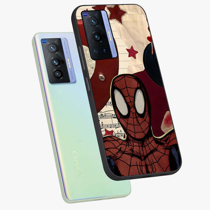Web Warrior Vibes Glass Case displayed in angled mockup highlighting dynamic web design with comic style aesthetic.