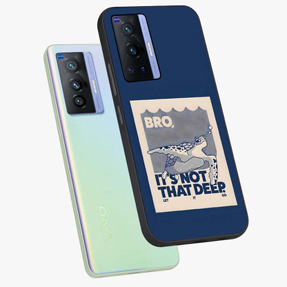 Worry Less Swim Glass Case displayed in angled mockup highlighting fun typography design with relaxed aesthetic style.