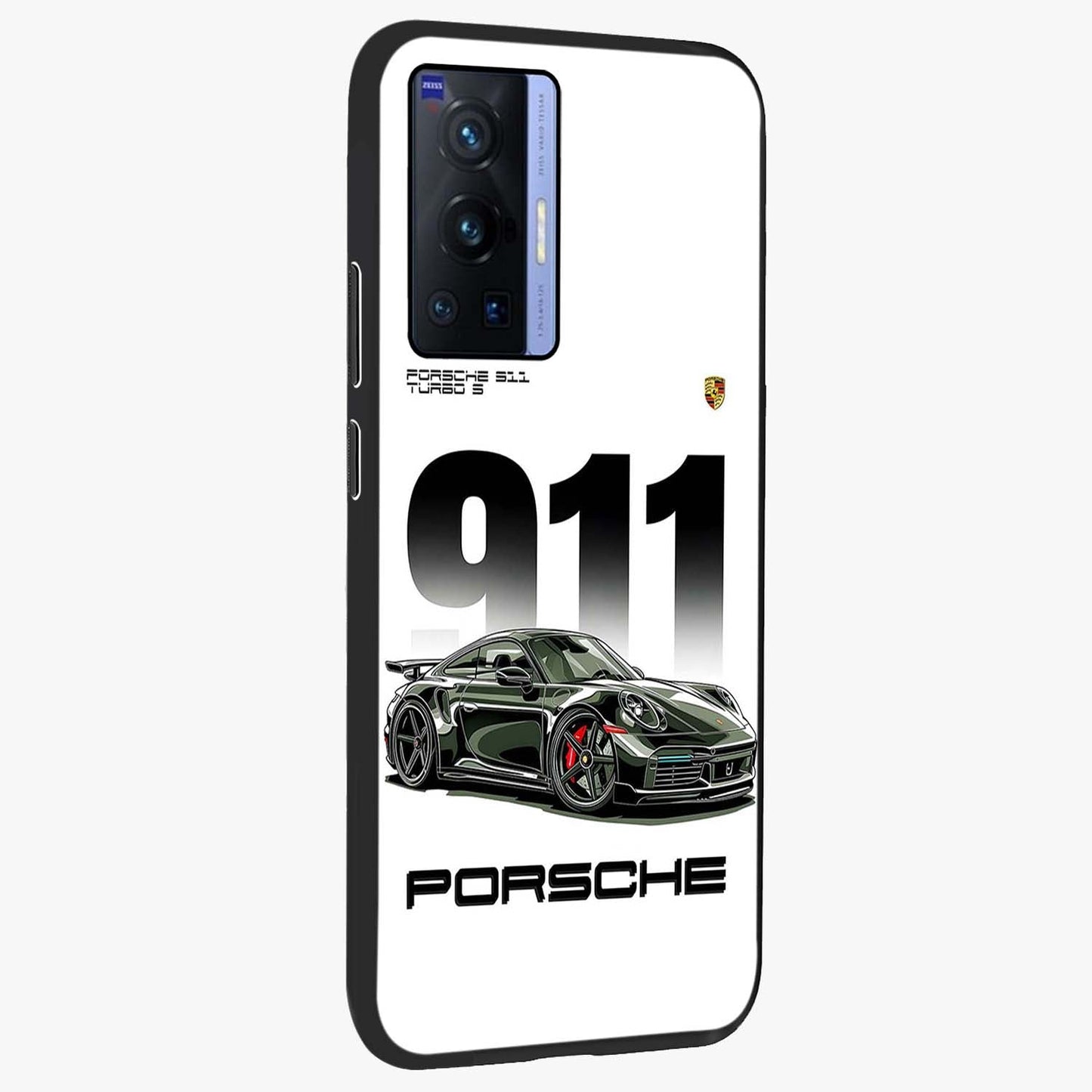 911 Turbo Dominance Glass Case upright perspective showcasing powerful racing design and modern automotive aesthetic.