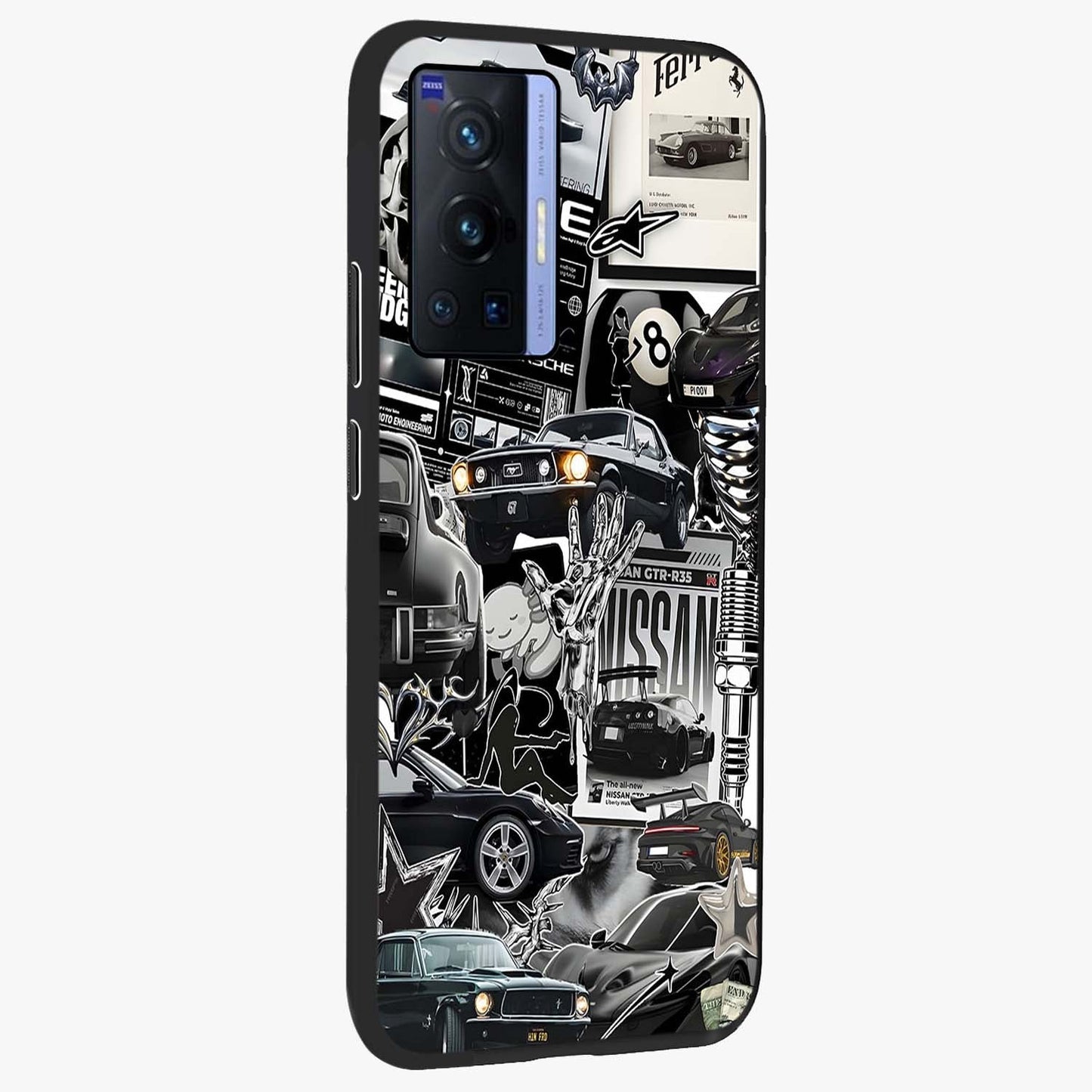 Aesthetic Dark Love Glass Case upright view showcasing dramatic romantic artwork with modern aesthetic style.
