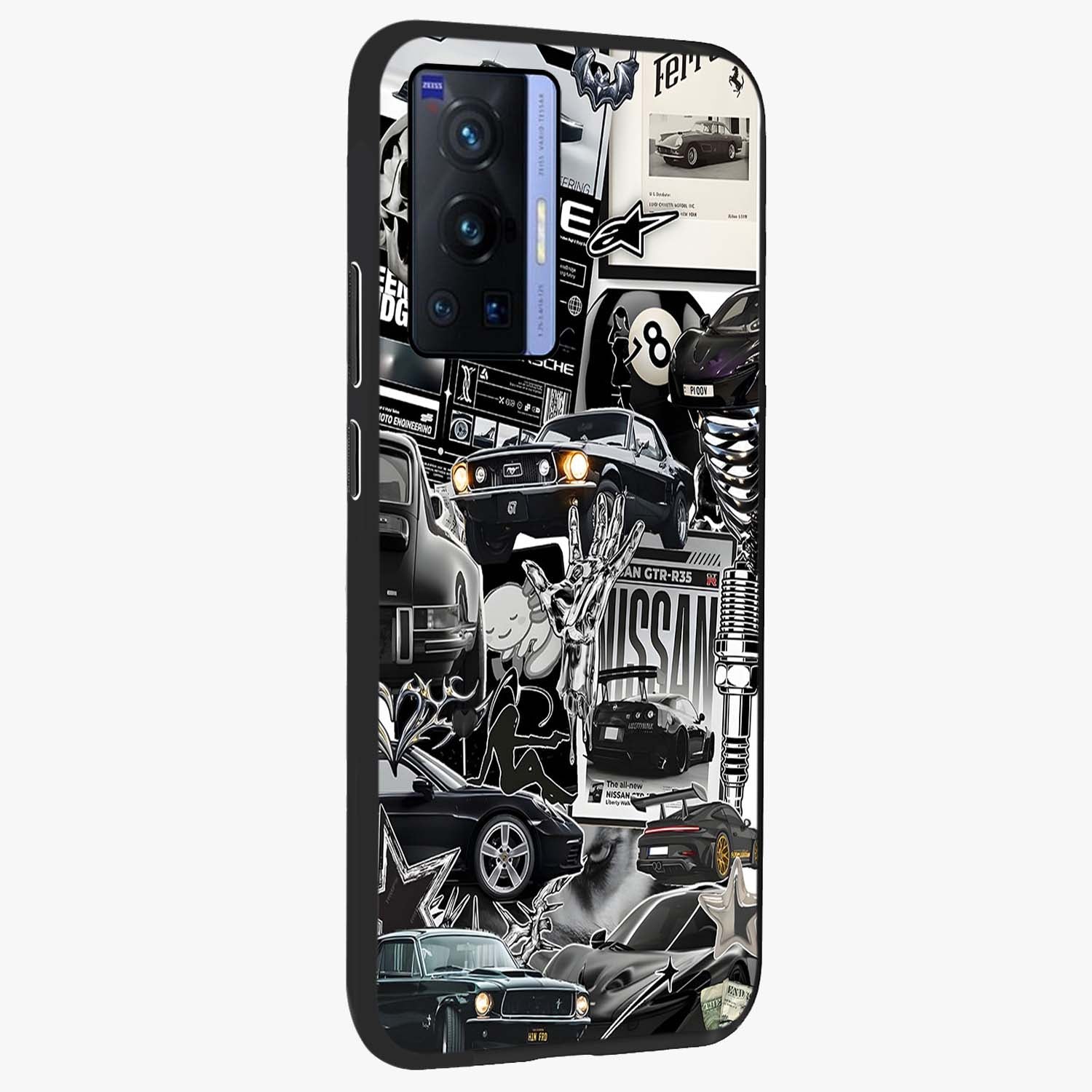 Aesthetic Dark Love Glass Case upright view showcasing dramatic romantic artwork with modern aesthetic style.