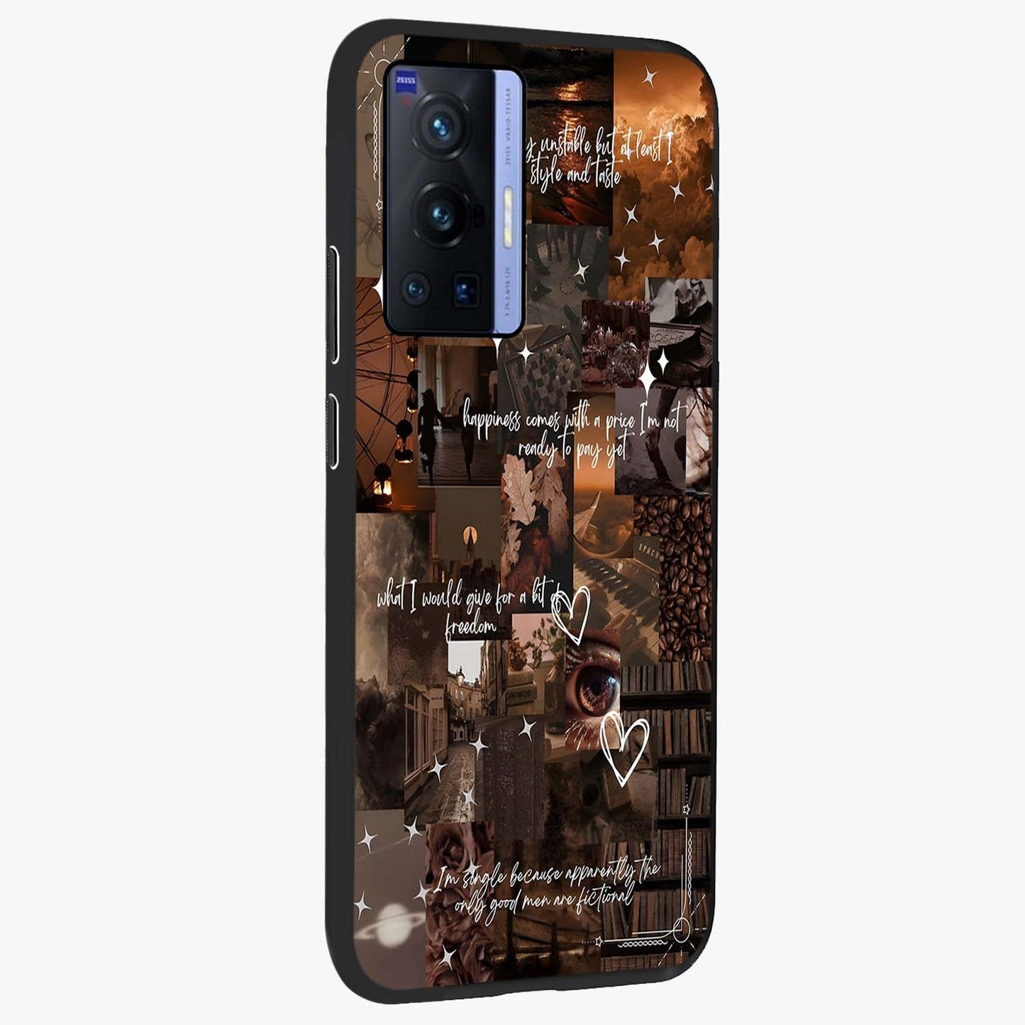 Bittersweet Aesthetic Chaos Glass Case upright view showcasing bold artistic chaos design with modern aesthetic style.