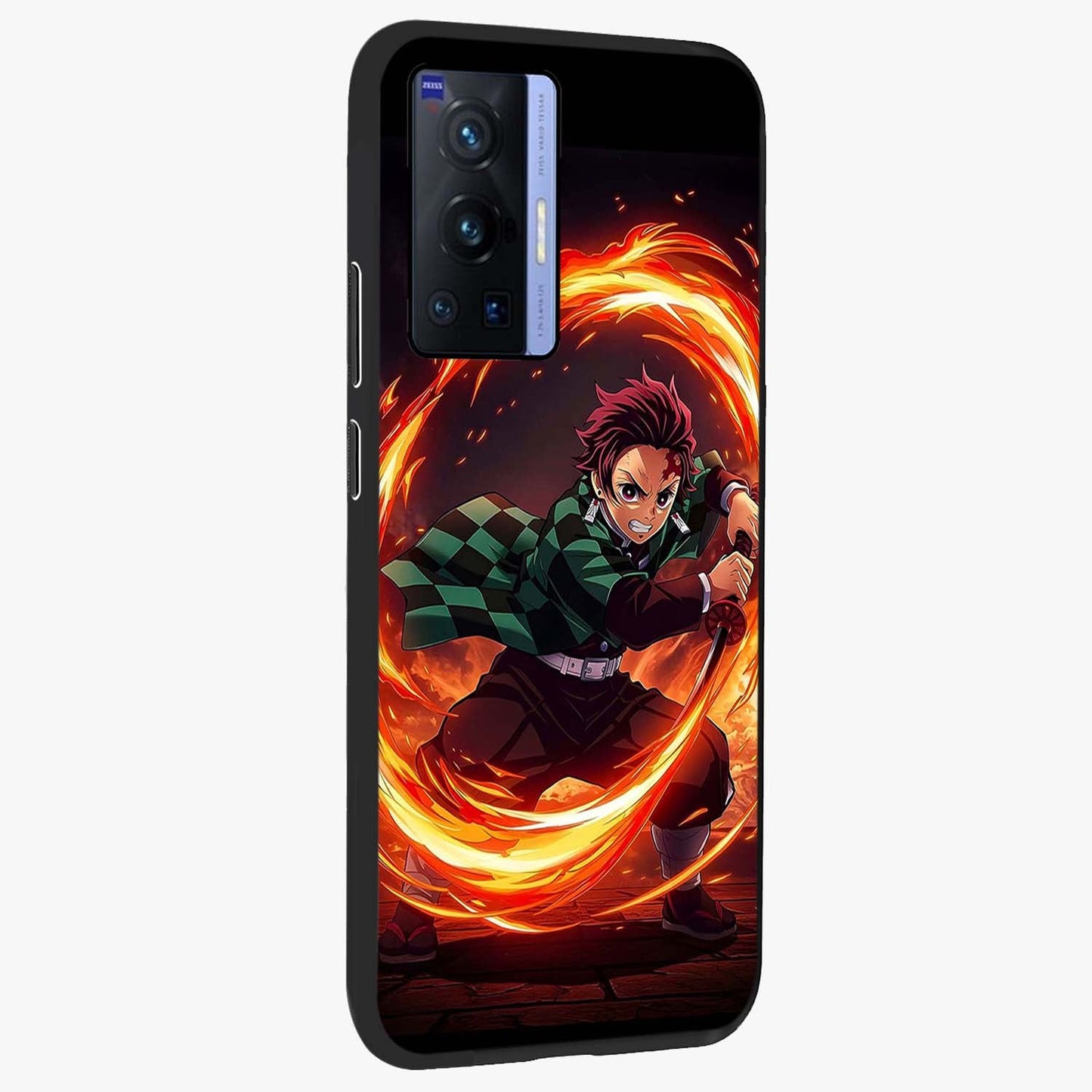 Blazing Sword Resolve Glass Case upright view showcasing dramatic warrior inspired artwork with intense visual style.