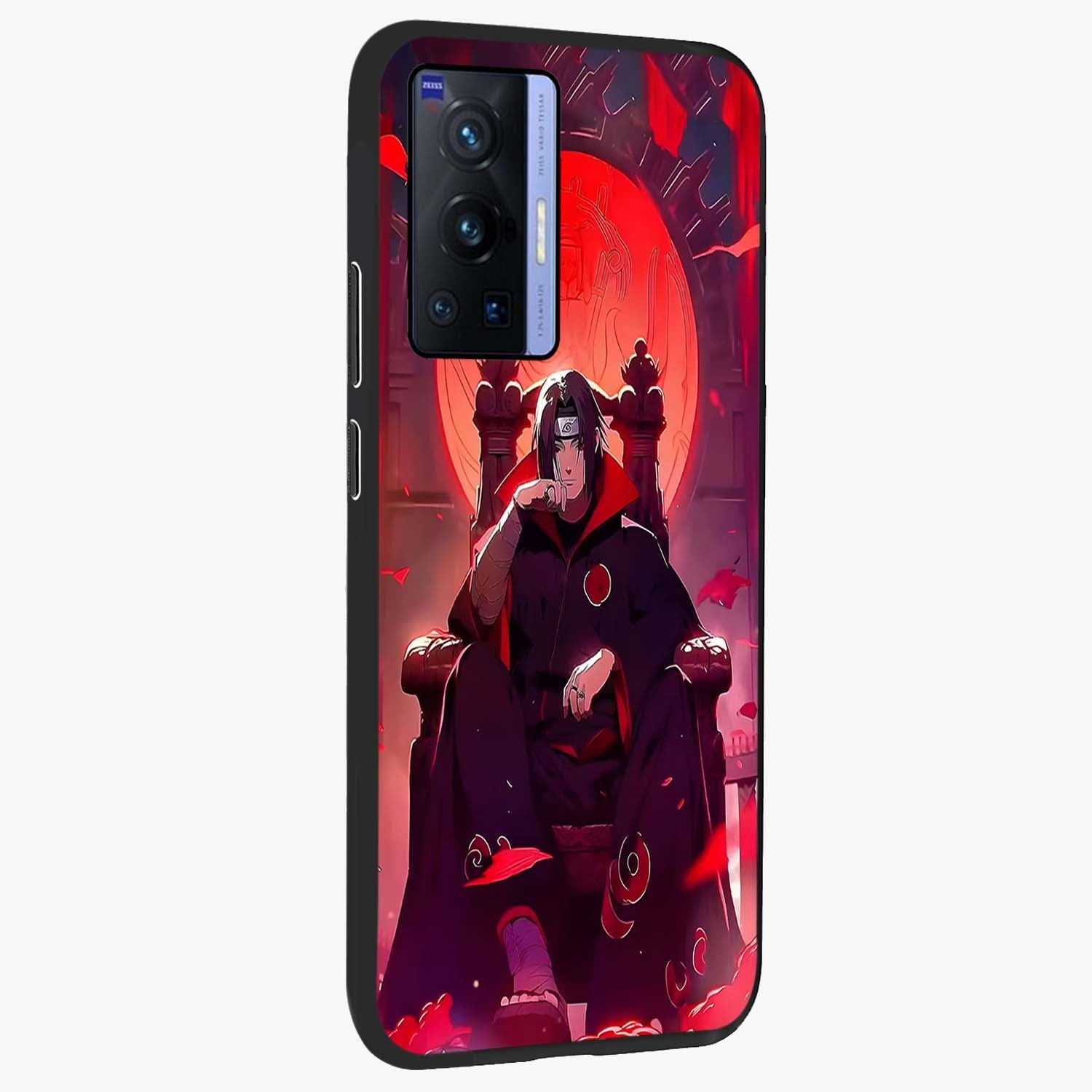 Blood Moon Sovereign Glass Case upright view showcasing powerful moon inspired artwork with cosmic aesthetic style.