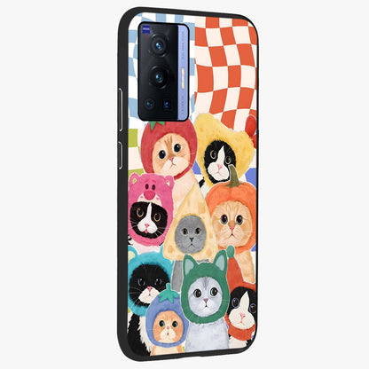 Cats in Fruits Glass Case upright view showcasing charming cat artwork with fun fruity theme.