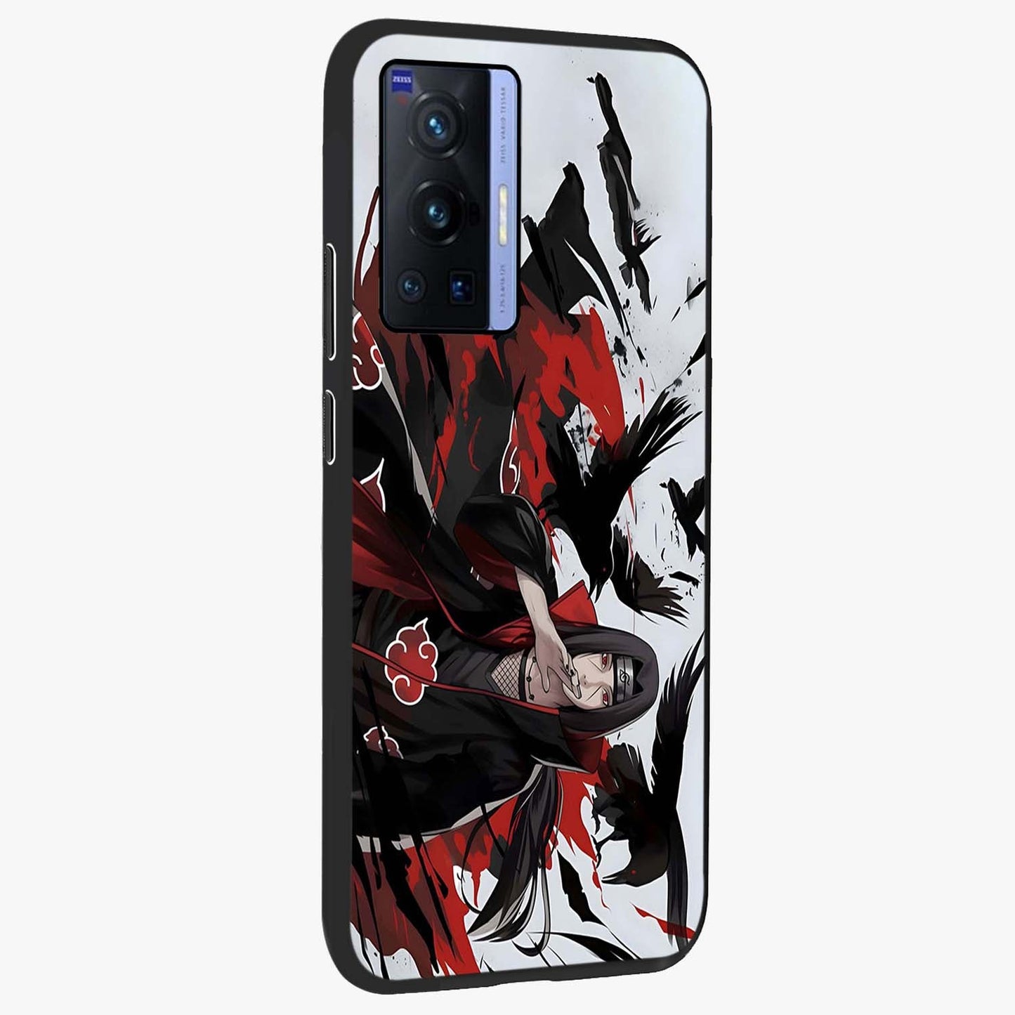 Crimson Crow Illusion Glass Case upright view showcasing striking crow illusion artwork with intense crimson theme.