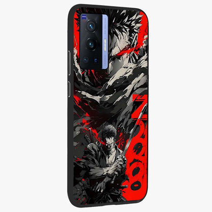 Demon Sword Resolve Glass Case upright view showcasing dramatic warrior artwork with intense battle theme.