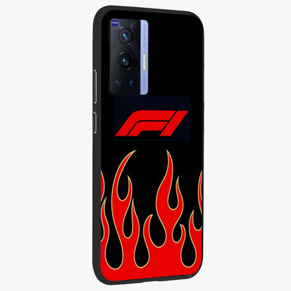 Fire F11 Glass Case upright view showcasing dynamic flame artwork with intense visual theme.