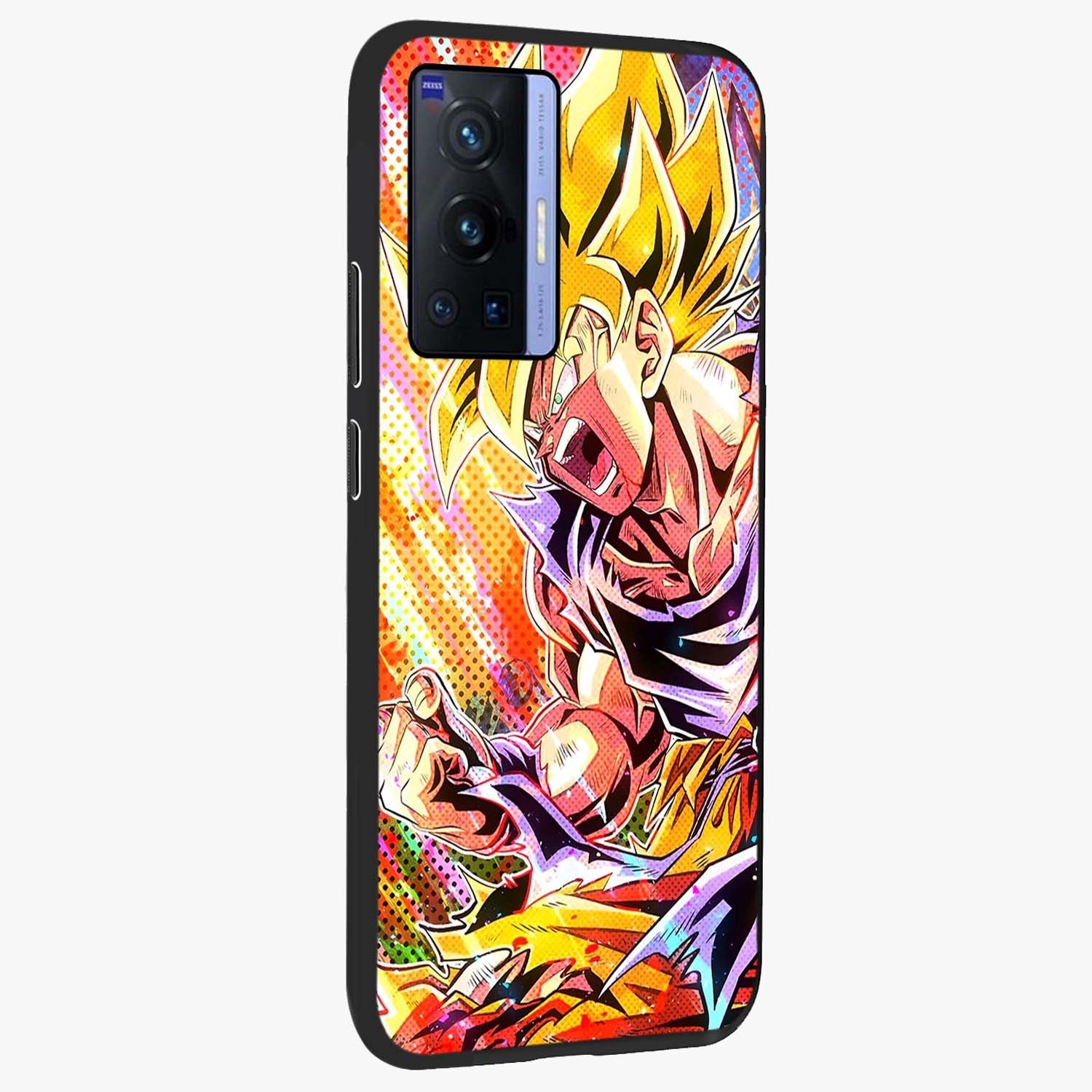 Firing Goku Glass Case upright view showcasing energetic anime artwork with bold warrior theme.