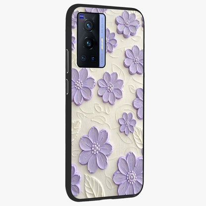Floral Wall Art With Purple Flowers Glass Case upright view showcasing elegant purple flower artwork with decorative floral theme.