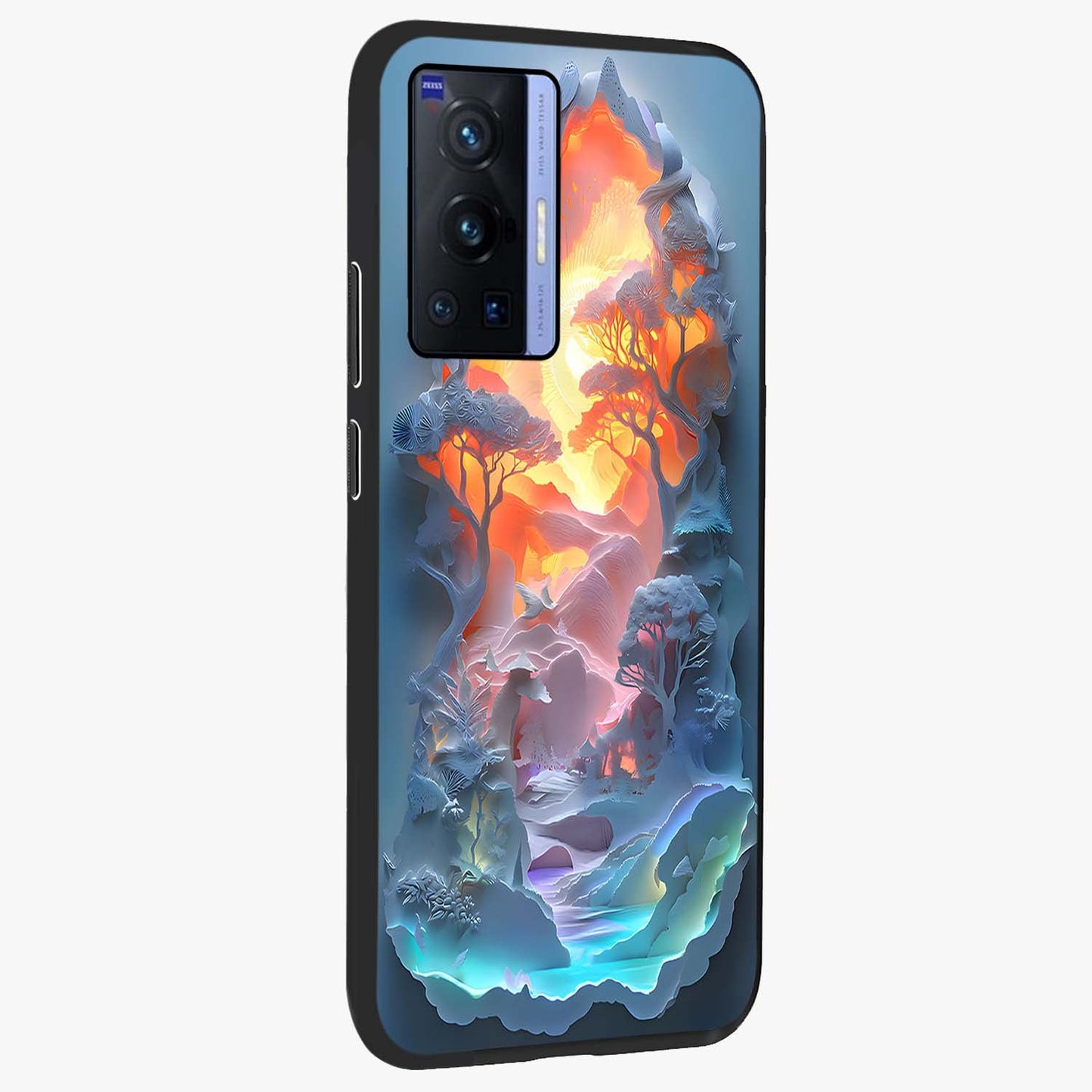Glow Forest Portal Glass Case upright view showcasing enchanted forest portal artwork with fantasy nature theme.