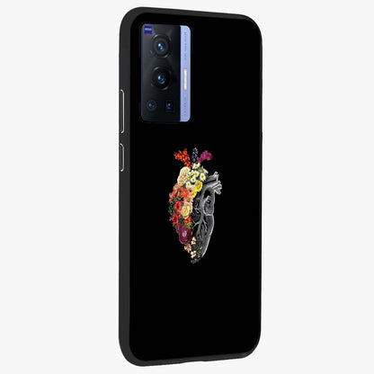 Heart With Flowers Glass Case upright view showcasing decorative heart and floral artwork with sweet romantic theme.