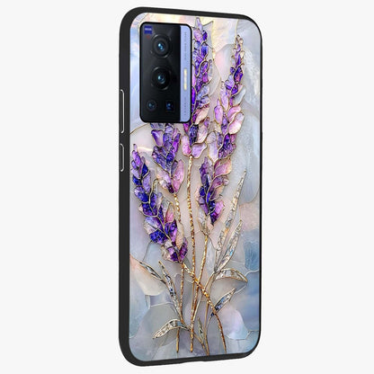 Lavender Dream Glow Glass Case upright view showcasing radiant lavender glow artwork with calming dreamy theme.