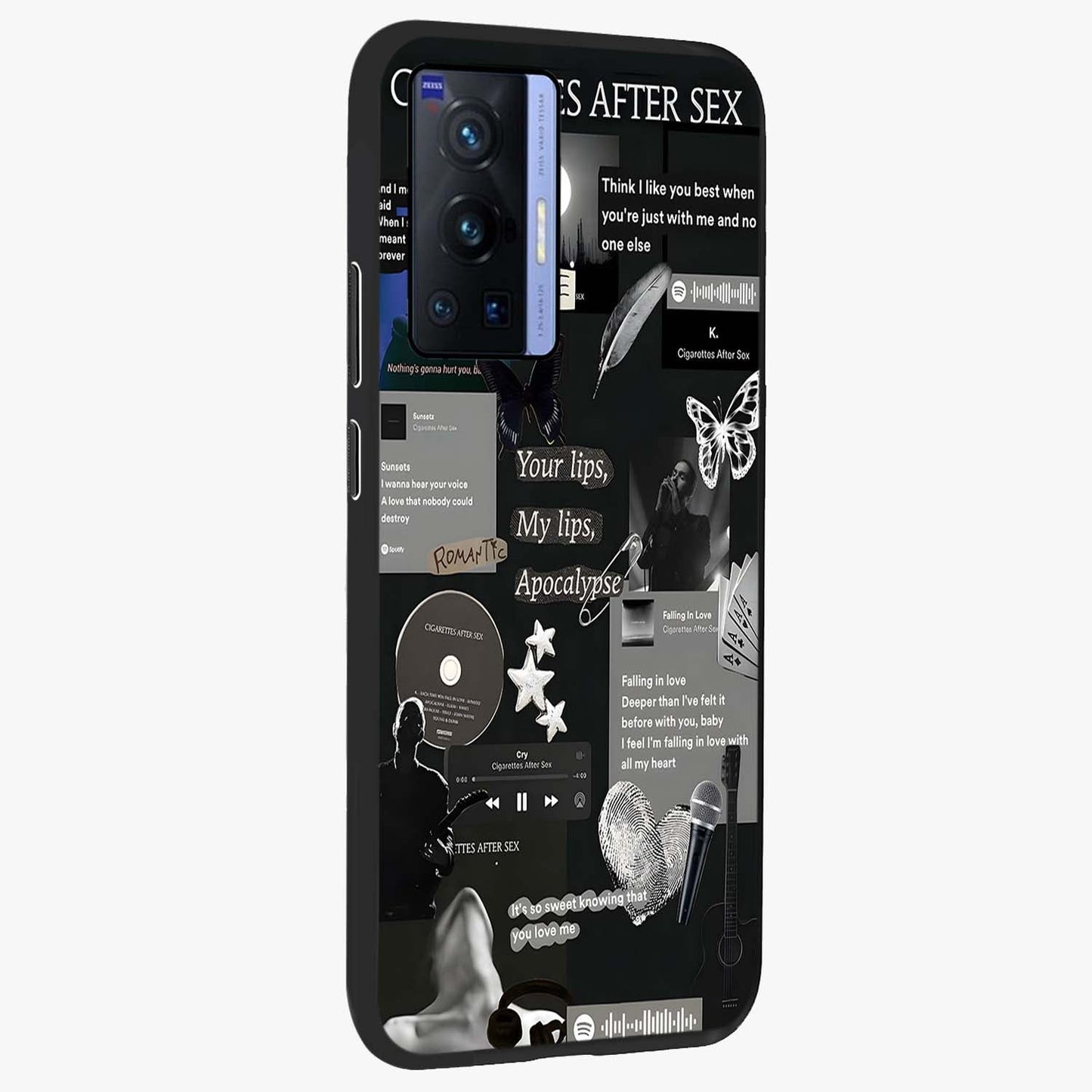 Midnight Love Echo Glass Case upright view showcasing expressive romantic artwork with dreamy midnight theme.