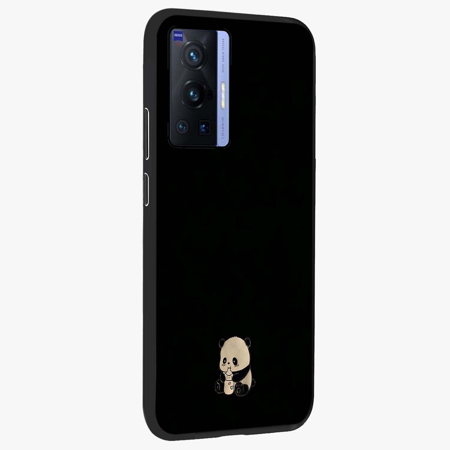 Midnight Panda Love Glass Case upright view showcasing charming panda artwork with playful romantic theme.