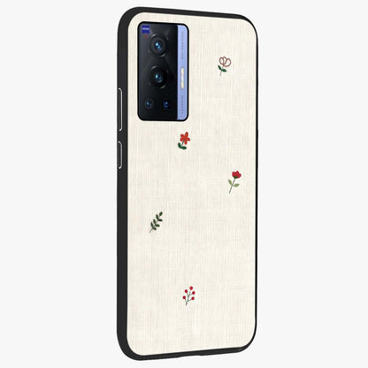 Minimal Petal Whispers Glass Case upright view showcasing elegant floral artwork with modern minimalist style.