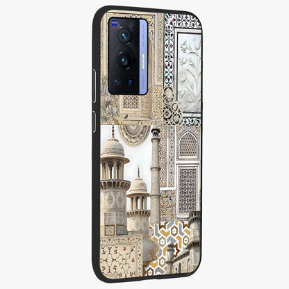 Mughal Marble Legacy Glass Case upright view showcasing ornate Mughal design with luxurious traditional theme.