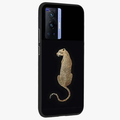 Regal Leopard Glass Case upright view showcasing striking leopard artwork with fierce wildlife theme.