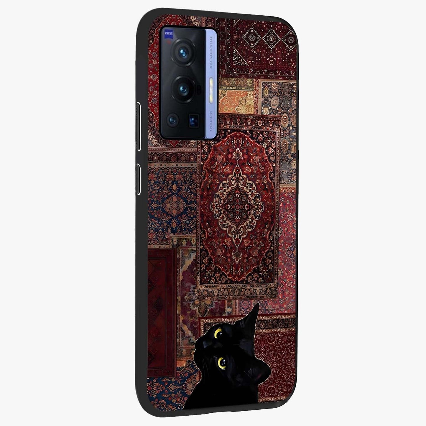 Regal Magic Cat Apple Glass Case upright view showcasing charming cat artwork with playful magical theme.