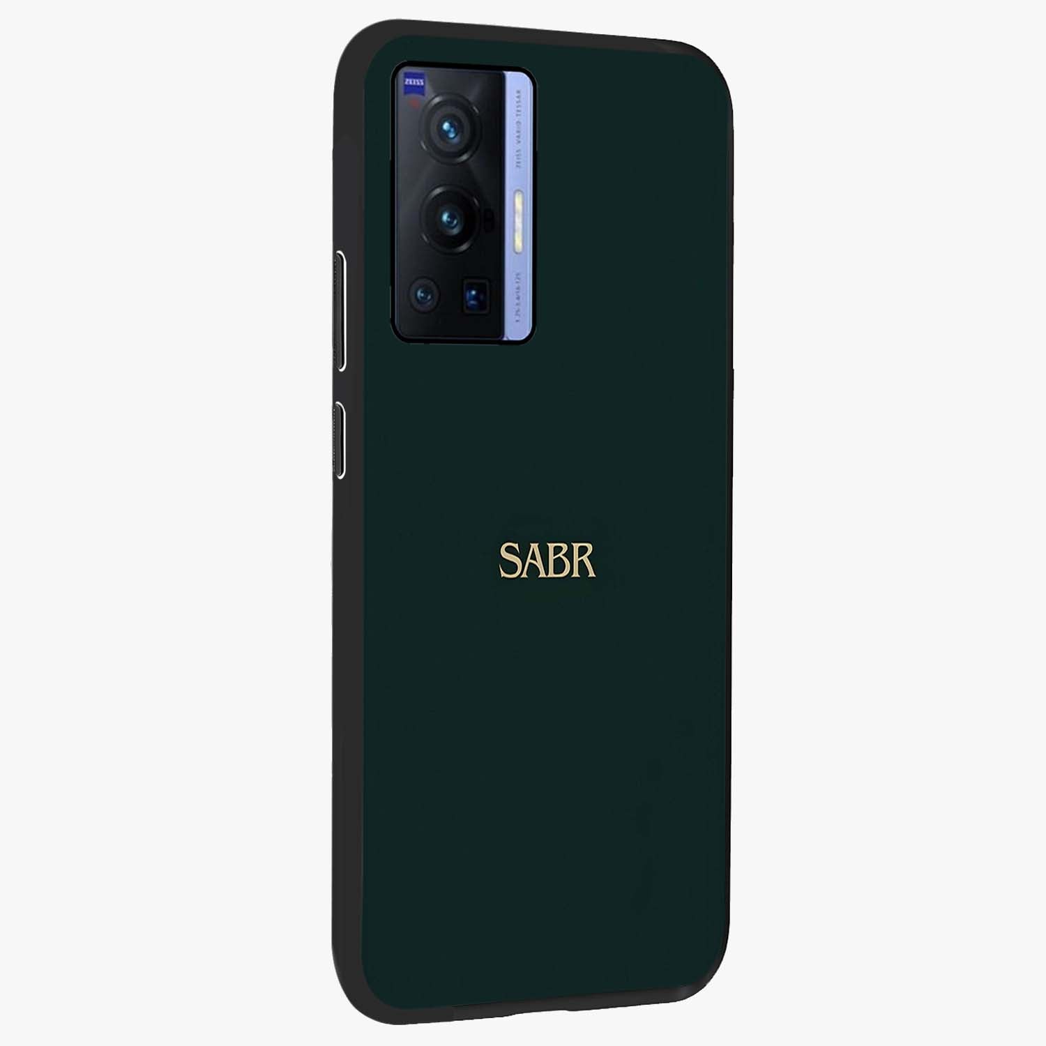 Sabr Minimal Patience Glass Case upright view showcasing calm minimalist artwork with motivational patience theme.