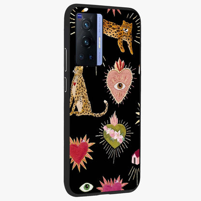 Sacred Jungle Heart Glass Case upright view showcasing vibrant jungle artwork with symbolic heart theme.