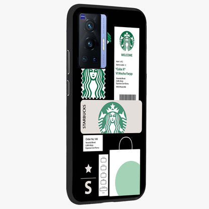 Starbucks Mocha Glass Case upright view showcasing trendy coffee inspired artwork with modern lifestyle theme.