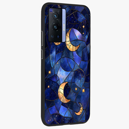 Starlit Sky Tapestry Glass Case upright view showcasing elegant starry sky artwork with cosmic decorative theme.