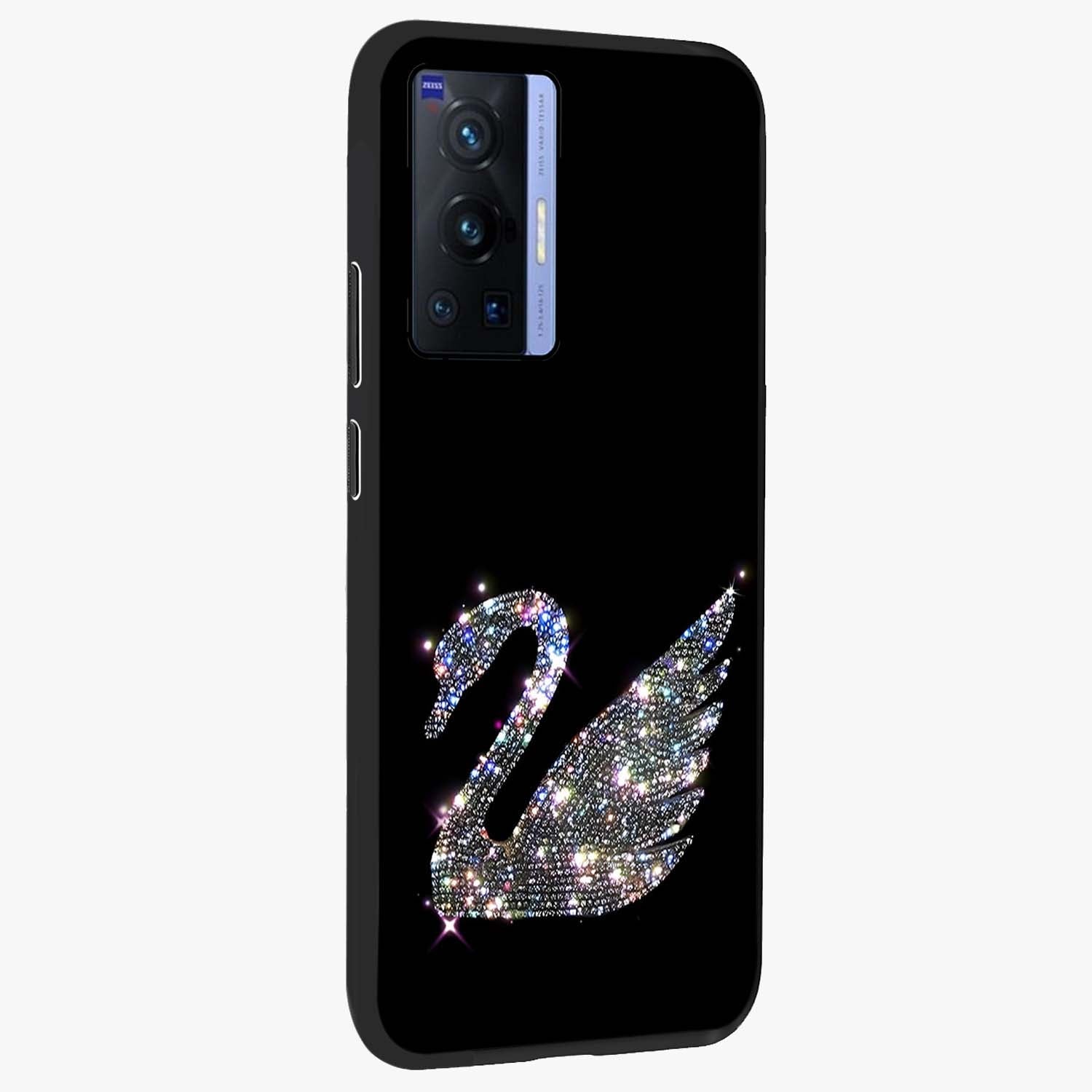 Starlit Swan Grace Glass Case upright view showcasing beautiful swan artwork with peaceful night themed design.