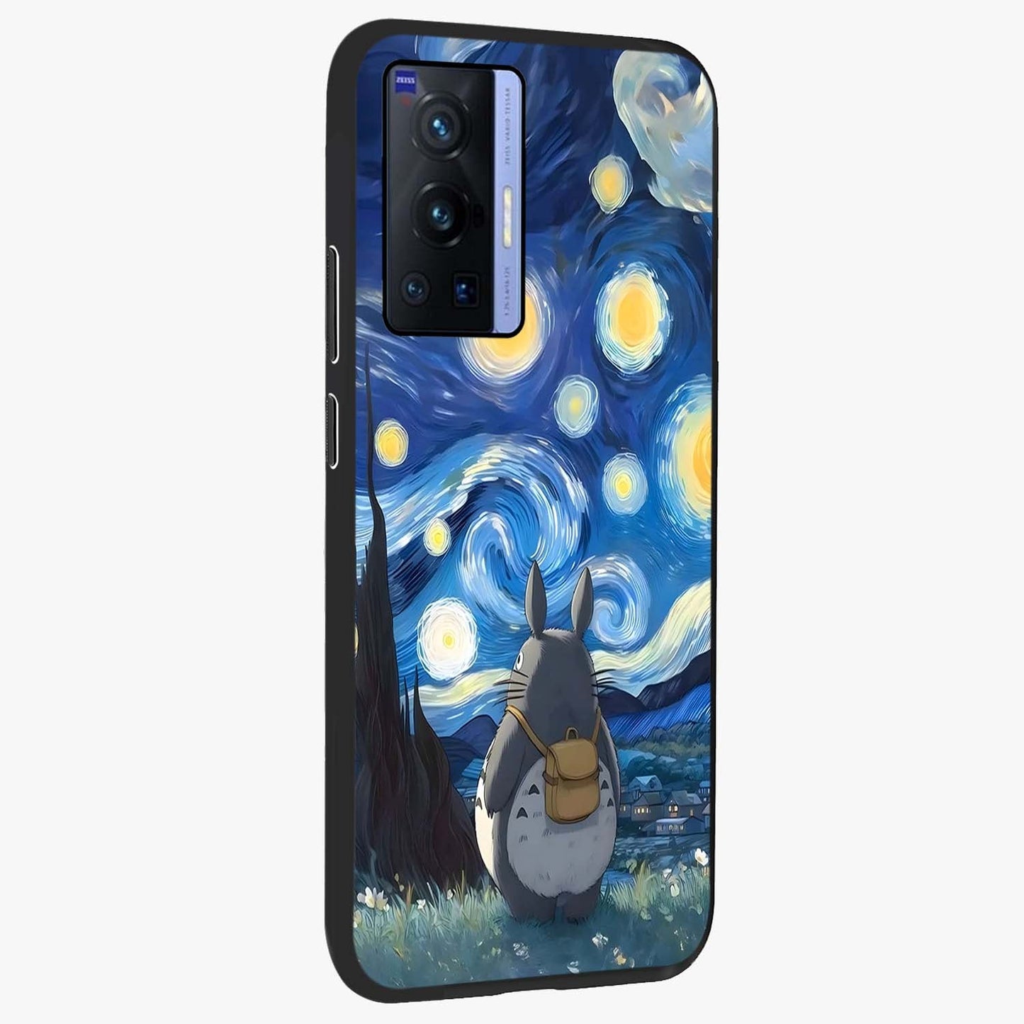 Totoro In Van Gogh Art Glass Case upright view showcasing creative character artwork with painterly artistic theme.