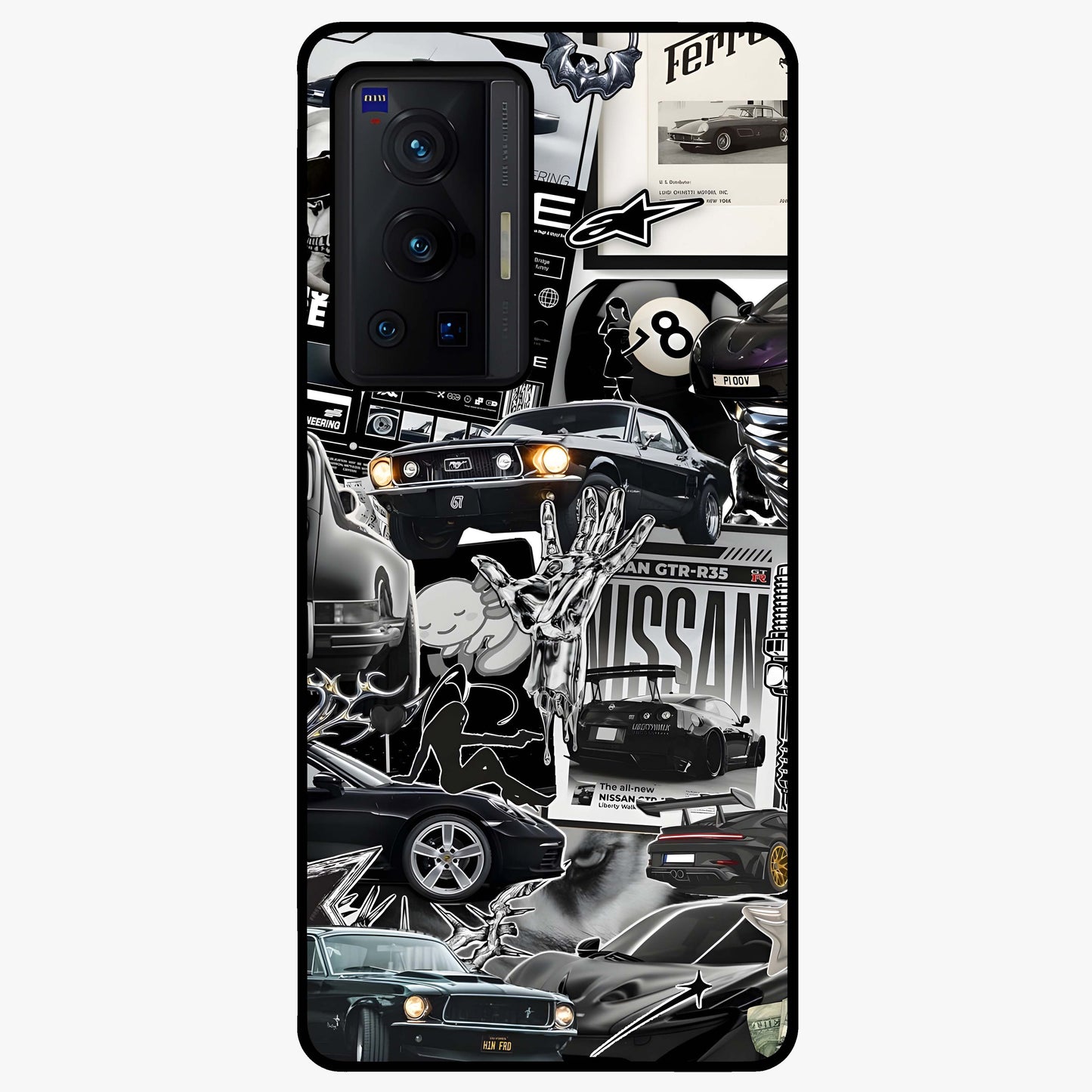 Aesthetic Dark Love Glass Case showing flat back view with dark romantic artwork and glossy glass finish.