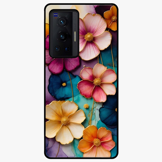 Artlyn Grace Flower Pattern Glass Case showing flat back view with elegant floral pattern artwork and glossy glass finish.