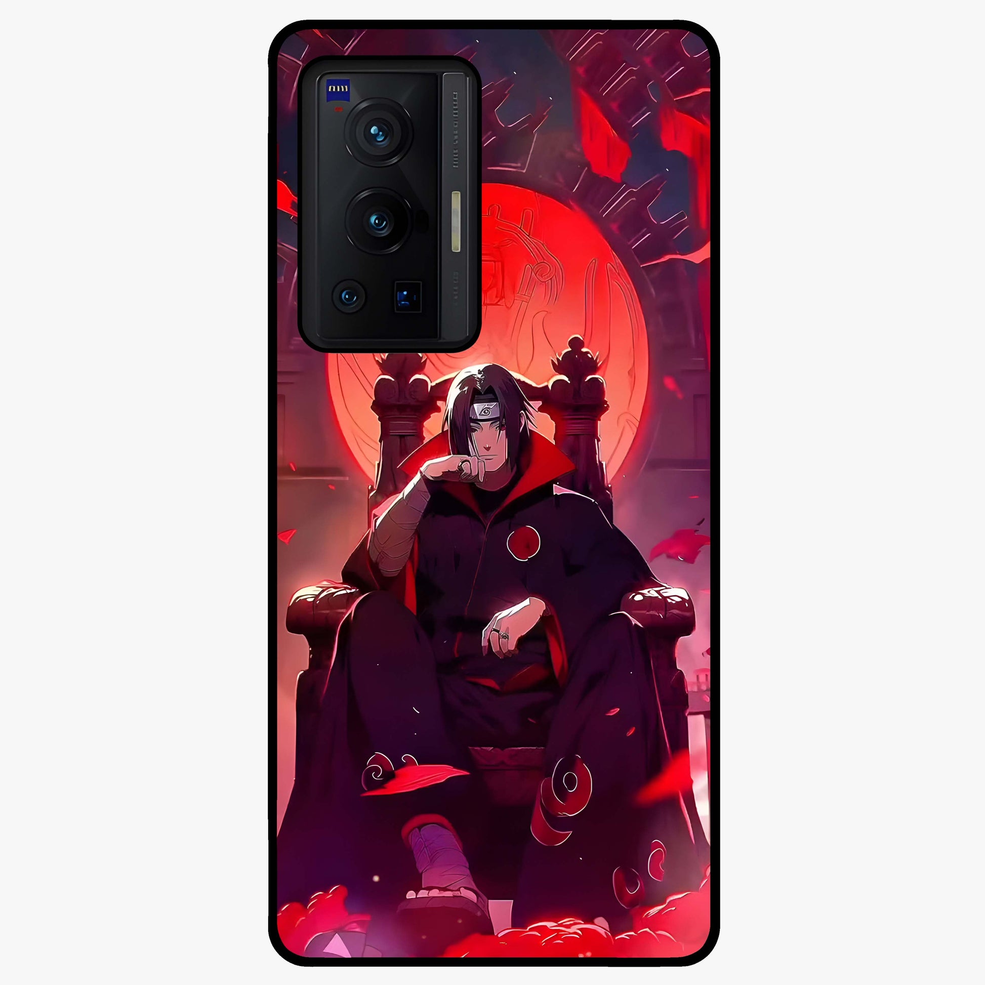Blood Moon Sovereign Glass Case showing flat back view with mystical blood moon artwork and glossy glass finish.