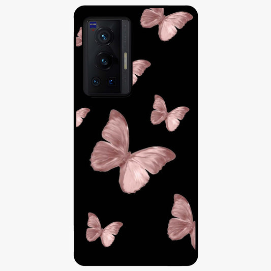 Butterfly Pattern Glass Case showing flat back view with elegant butterfly pattern artwork and glossy glass finish.
