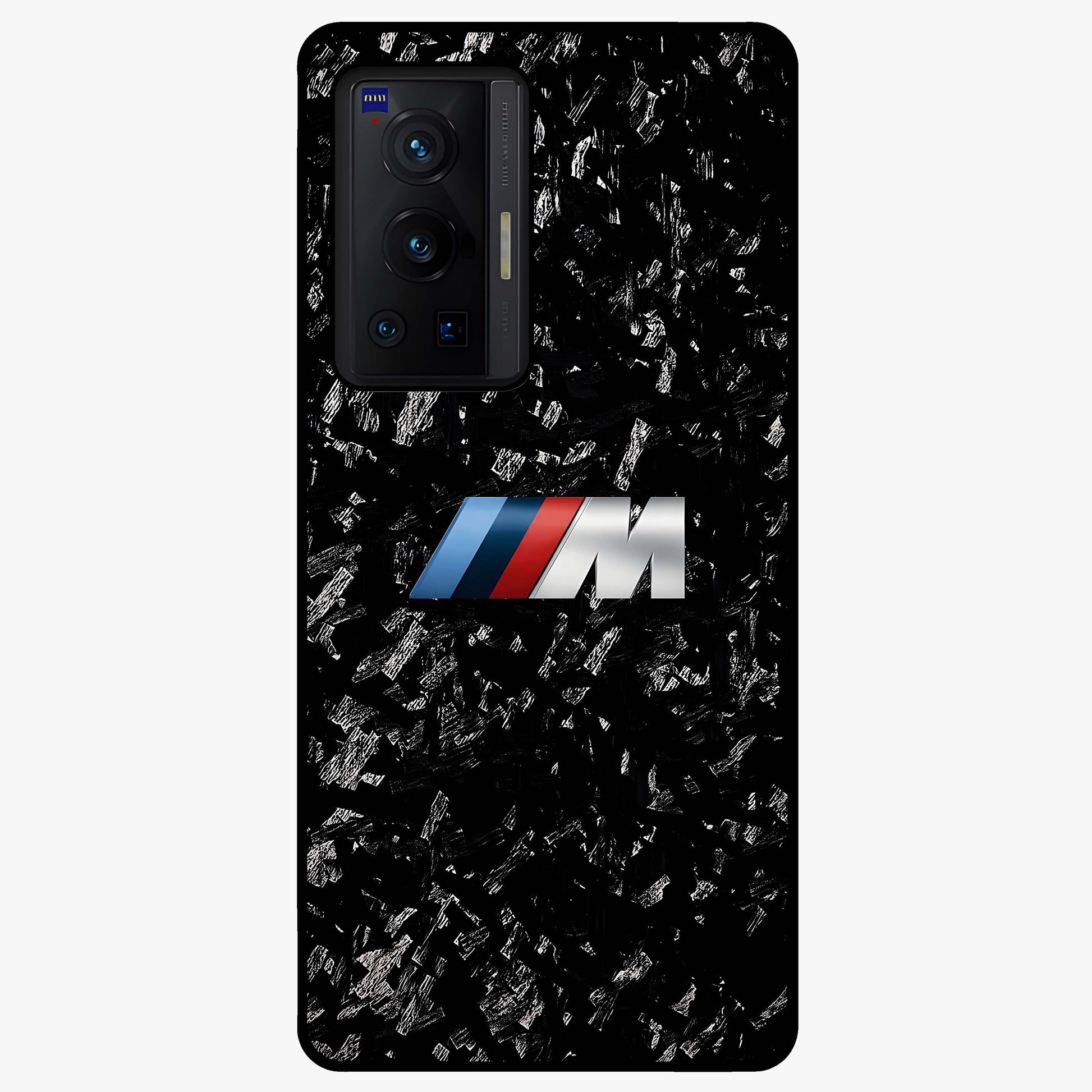 Carbon Speed Mark Glass Case showing flat back view with sporty carbon pattern artwork and glossy glass finish.