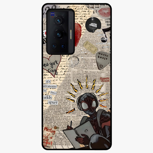 City Dream Sketch Glass Case showing flat back view with artistic city skyline sketch artwork and glossy glass finish.
