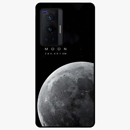 Cosmic Moon Glow Glass Case showing flat back view with glowing moon artwork and glossy glass finish.