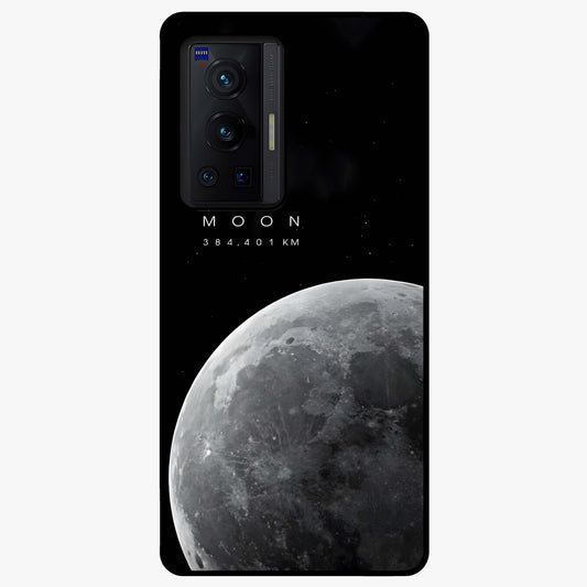 Cosmic Moon Glow Glass Case showing flat back view with glowing moon artwork and glossy glass finish.