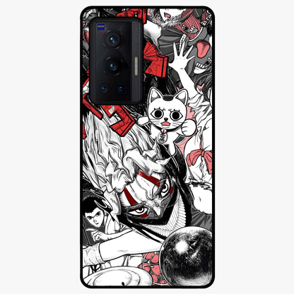 Crimson Chaos Panel Glass Case showing flat back view with bold crimson abstract artwork and glossy glass finish.