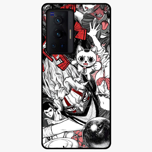 Crimson Chaos Panel Glass Case showing flat back view with bold crimson abstract artwork and glossy glass finish.