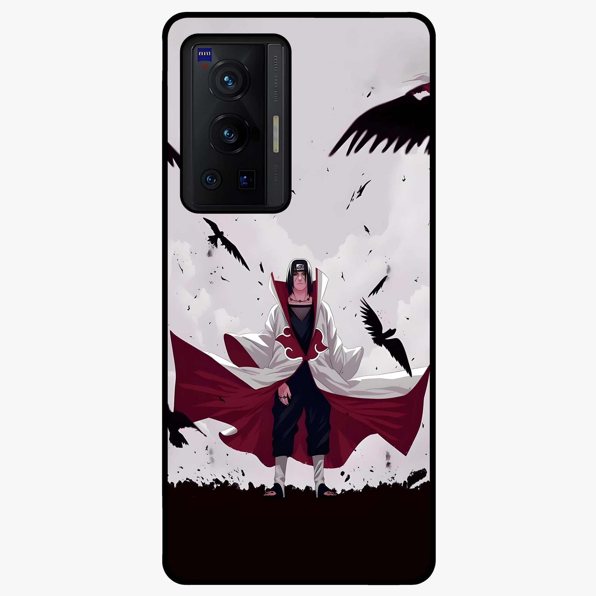 Crimson Crow Ascension Glass Case showing flat back view with mystical crow artwork and glossy glass finish.