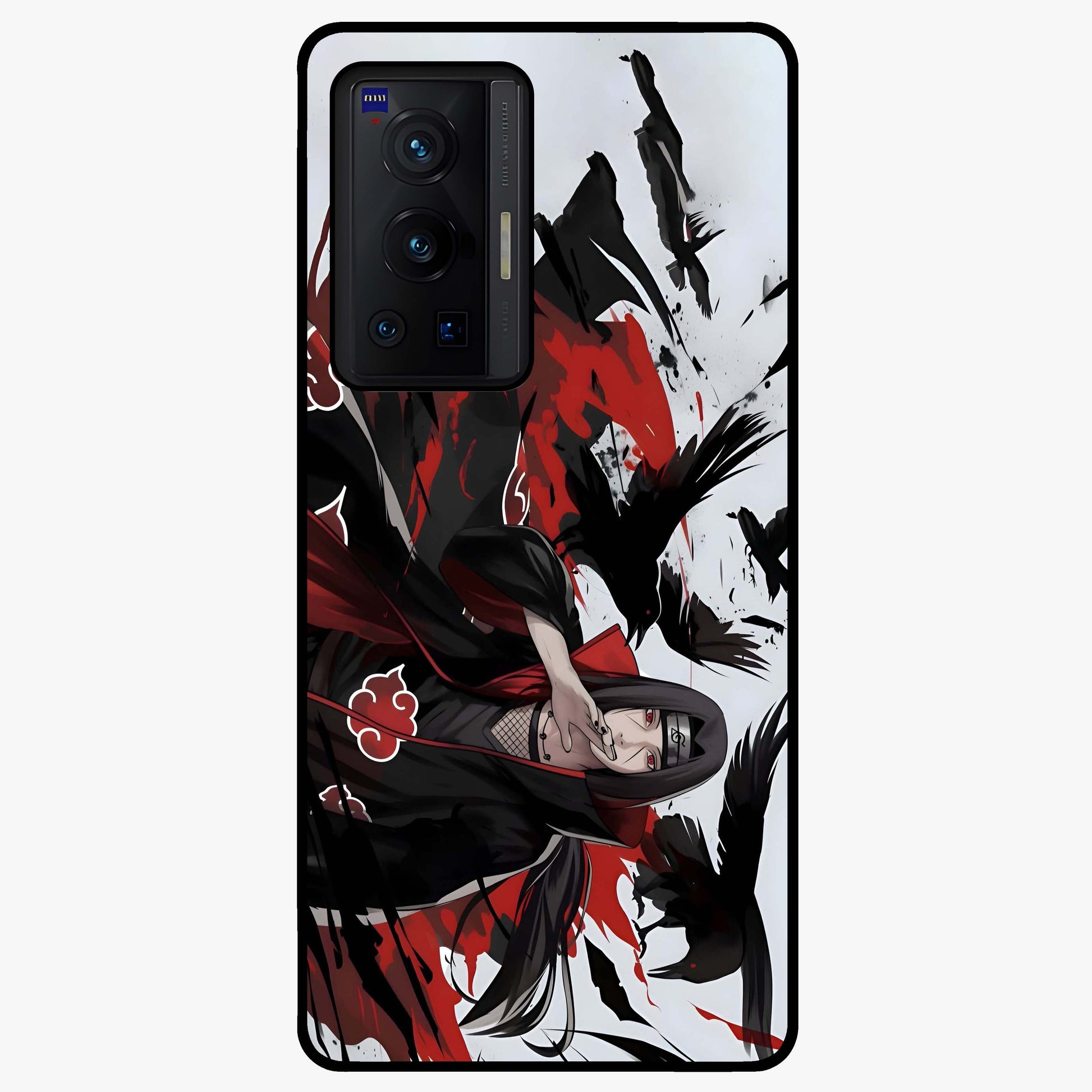 Crimson Crow Illusion Glass Case showing flat back view with artistic crow illusion artwork and glossy glass finish.