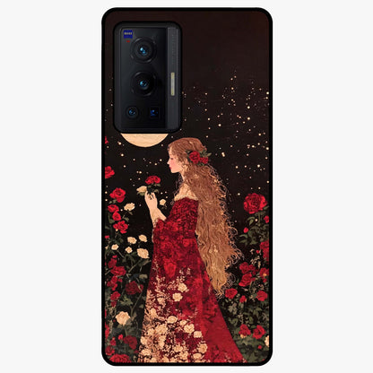 Crimson Dreams Glass Case showing flat back view with dreamy crimson artwork and glossy glass finish.